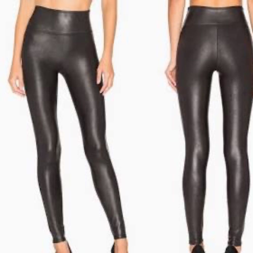 Spanx Black Faux Leather Skinny Leggings Sz XS